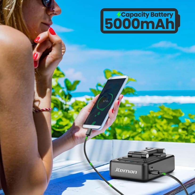 JTEMAN Cell Phone Stand with Bluetooth Speaker and Charging Function,Bluetooth Audio Power Bank Bracket,Birthday Gifts for Men Women,Kitchen Gadgets for Most Phones and Tablets-Black