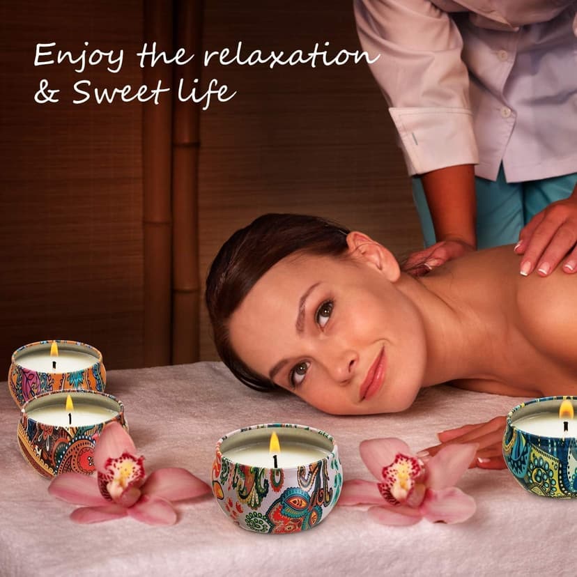 Scented Candles Gift Set, Natural Soy Wax Portable Travel Tin with Strongly Fragrance Essential Oils for Stress Relief and Aromatherapy - 16 Pack