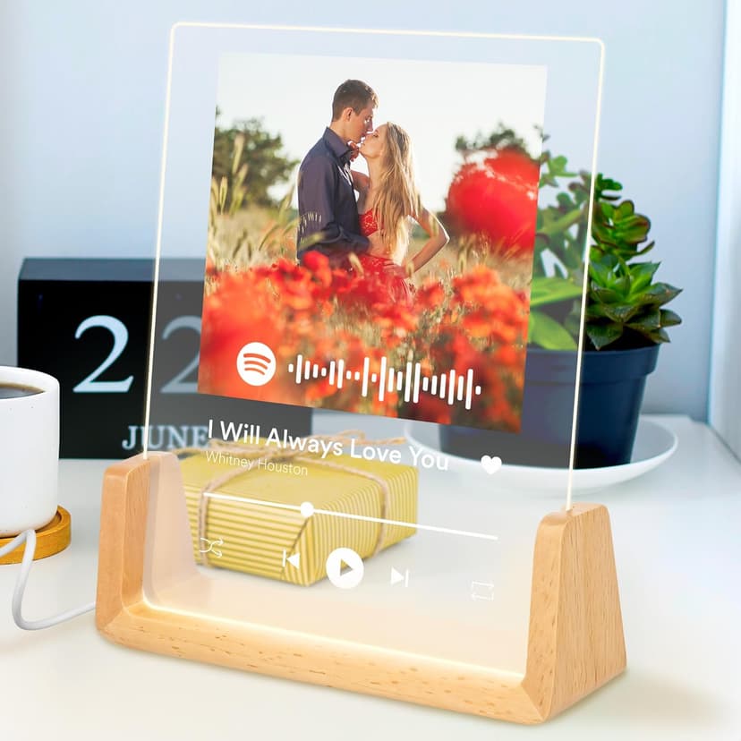 My Sign Center Personalized Gifts for Girlfriend, Her, Women, Wife - Custom Spotify Plaque, Customized Picture Frame For Couple, Boyfriend, Him, Anniversary and Birthday, 6"x8" Acrylic Photo