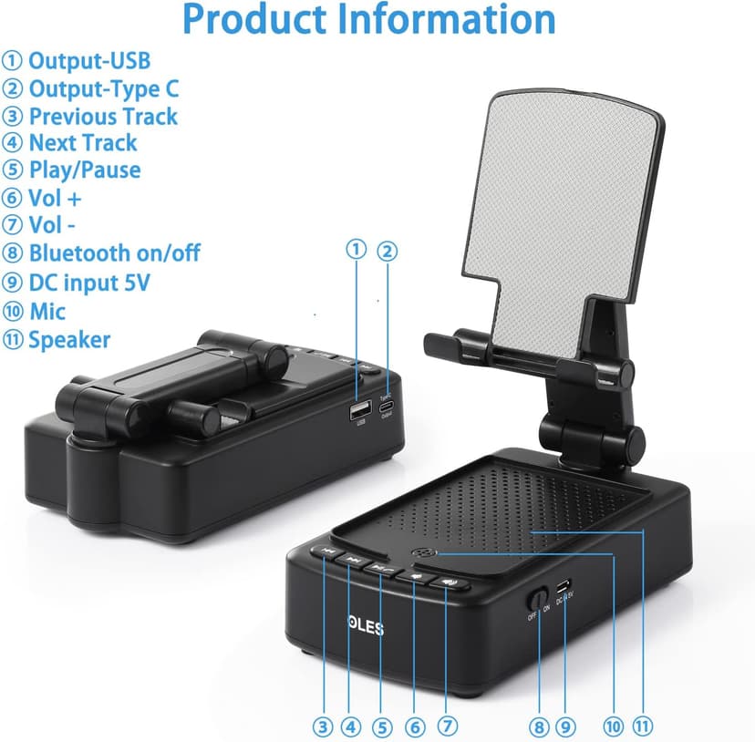 Gifts for Men, OLES Mobile Phone Stand with Bluetooth for Him Dad Women Who Want Nothing, Adjustable Tablet Holder with Wireless Speaker, Tech Gadgets for Table Desk, Unique Ideal