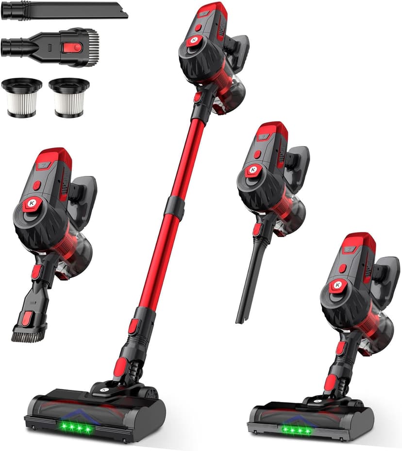 Cordless Vacuum Cleaner, 500W 45Kpa 60Mins Stick Vacuum Cleaner for Home, Self-Standing Vacuum with 1.5L Dust Cup and HEPA Filter, Anti-Tangle Brush for Hardwood Floors, Carpets, and Pet Hair