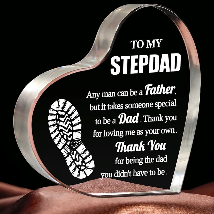Step Dad Gifts, Step Dad Gifts from Daughter Son, 3.9x3.9 inch Acrylic Keepsake, Best Birthday Gifts for Stepfather, Father Day Gifts for Step Dad Bonus Dad