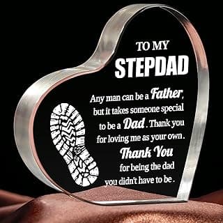 Step Dad Gifts, Step Dad Gifts from Daughter Son, 3.9x3.9 inch Acrylic Keepsake, Best Birthday Gifts for Stepfather, Father Day Gifts for Step Dad Bonus Dad