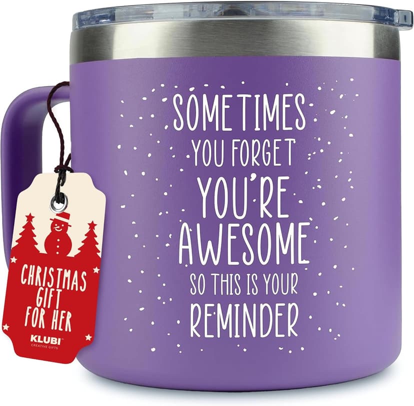 Birthday Gifts for Women Friendship - Sometimes You Forget Your Awesome Gifts Purple Coffee Mug for Her 14oz Inspirational Unique Graduation Gift Ideas 2025 Thank You Gift for Teachers Appreciation