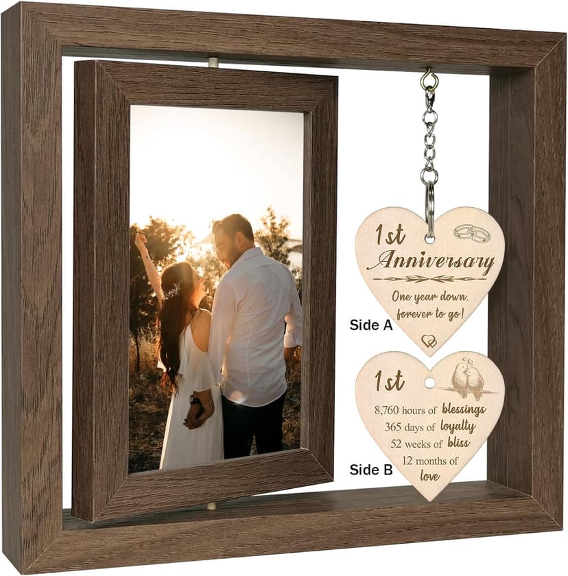 1 Year Anniversary Picture Frame Gifts, 1st Anniversary Frame for Her Him Girlfriend Boyfriend, Display Two 4x6 Inch