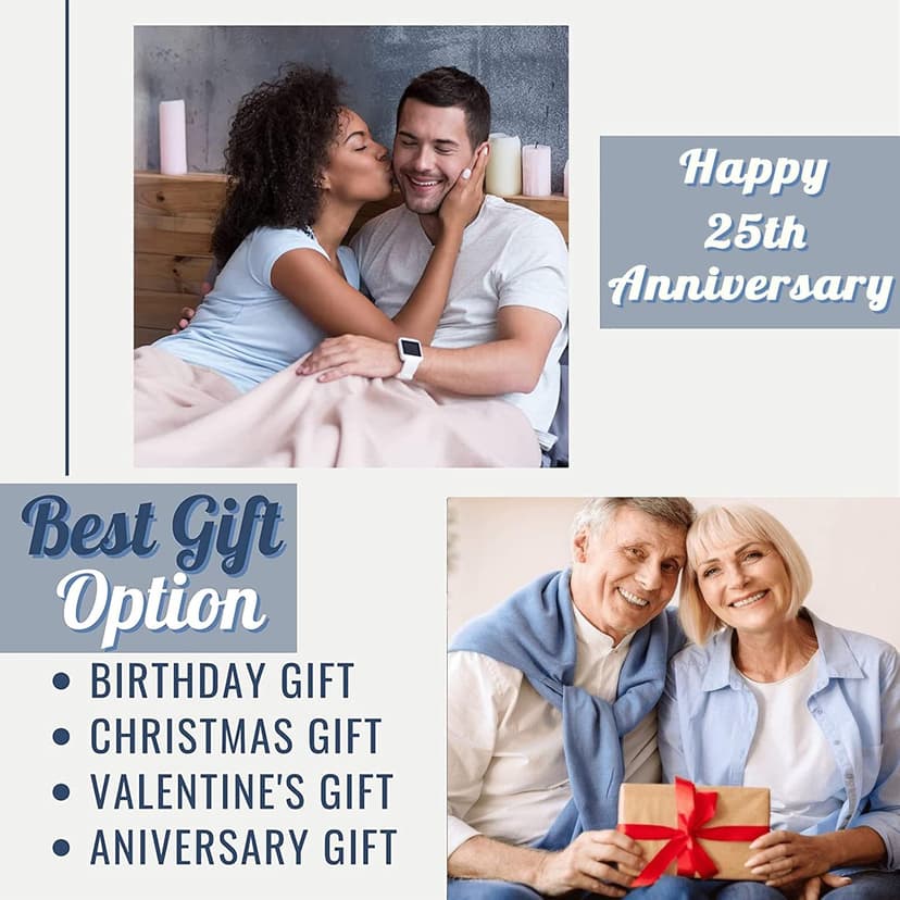 Mosslink Gifts for 25th Anniversary Blanket, 25th Silver Wedding Anniversary Couple Gifts for Dad Mom Parents Friends, 25 Years of Marriage Throw Blankets for Husband Wife Her Him 50"x60"