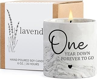 1 Year Anniversary Candle for Girlfriend Boyfriend - One Year Anniversary Wedding Gifts for Couple First Year Anniversary Present for Wife Husband Fiance - 6 Oz 1st Anniversary Porcelain Candle