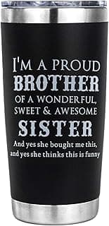 OHSunFLower2 Brother Gifts from Brothers, Sister- Birthday Gifts for Brothers Christmas Valentines Day - I'm A Proud Brother 20 Oz Tumbler Presents for Bro