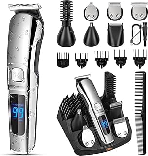 Ufree Beard Trimmer for Men, Waterproof Electric Razor for Nose, Body, Face & Mustache, Cordless Hair Clippers Shavers Grooming Kit, Gifts for Men Husband Father