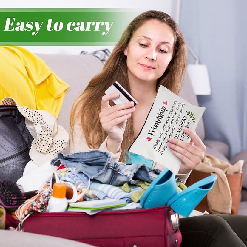 Xuniea 6 Pieces Friendship Gifts for Women Bulk Friendship Cosmetic Makeup Bag for Girl Travel Pouch Friend BFF Birthday Christmas Gifts(Leaf Pattern)