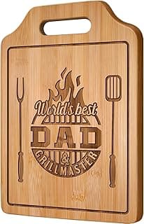 AceThrills Dad Birthday Gift for Dad Gifts Who Wants Nothing from Daughter Son - Engraved Bamboo Cutting Board 12.3"L x 8.7"W x 0.4"Th