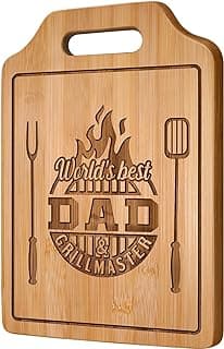 AceThrills Dad Birthday Gift for Dad Gifts Who Wants Nothing from Daughter Son - Engraved Bamboo Cutting Board 12.3"L x 8.7"W x 0.4"Th