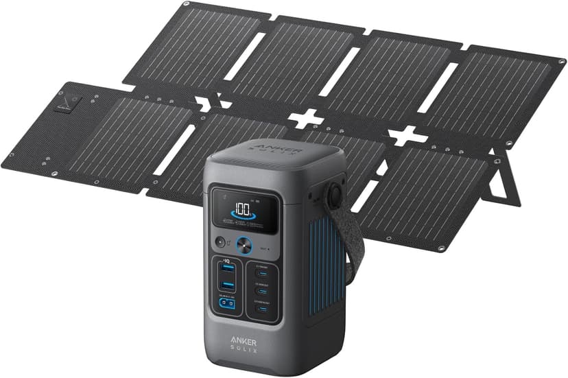 Anker SOLIX C200 DC Power Bank Station and 60W Solar Panel, 192Wh Portable Power Station, LiFePO4 Battery, 200W Solar Generator, for Outdoor, Camping, Traveling, and Emergencies
