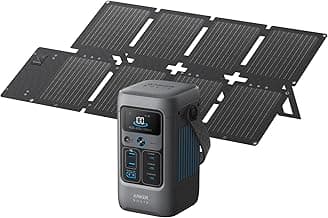 Anker SOLIX C200 DC Power Bank Station and 60W Solar Panel, 192Wh Portable Power Station, LiFePO4 Battery, 200W Solar Generator, for Outdoor, Camping, Traveling, and Emergencies