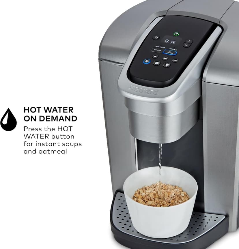 Keurig K-Elite Single Serve K-Cup Pod Coffee Maker, with Strength and Temperature Control, Iced Coffee Capability, 8 to 12oz Brew Size, Programmable, Brushed Silver