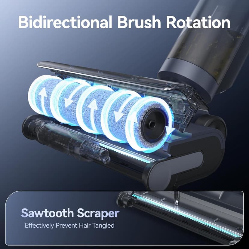 JONR ED12 PRO Wet Dry Vacuum Cleaner,Vacuum Mop, Three Sided Cleaning,Hot Water Self-Cleaning,Hot Air Drying,Tangle-Free,Smart Hard Floor Cleaner Machine with Powerful Suction