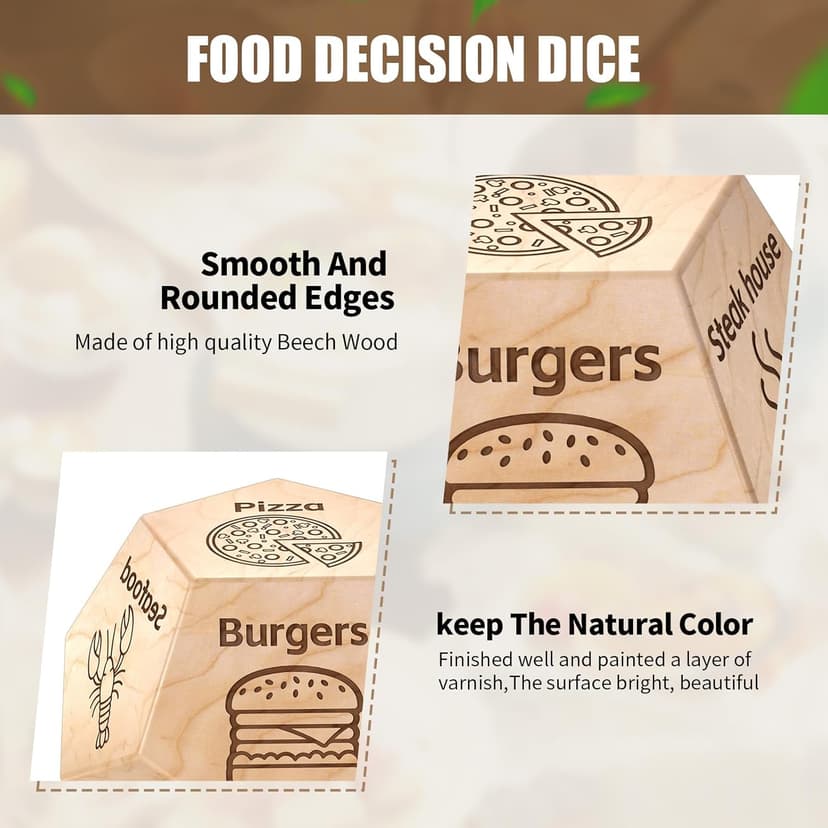 Food Dice Stocking Stuffers for Men Women Kids Adults Date Night Dice Couples Gifts for Him Her Anniversary Christmas Birthday Wedding Gifts for Men Women Him Her Boyfriend Girlfriend Husband