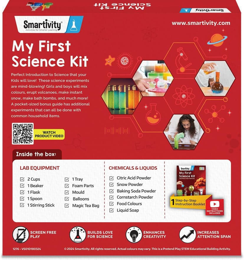 Smartivity My First Science Experiment Kit for Kids Ages 6, 7, 8, 9, 10, 11, 12 Years | 50+ Experiments I Christmas, Birthday Gift I Science Projects for Boys & Girls, STEM Toys for 6-12 Years