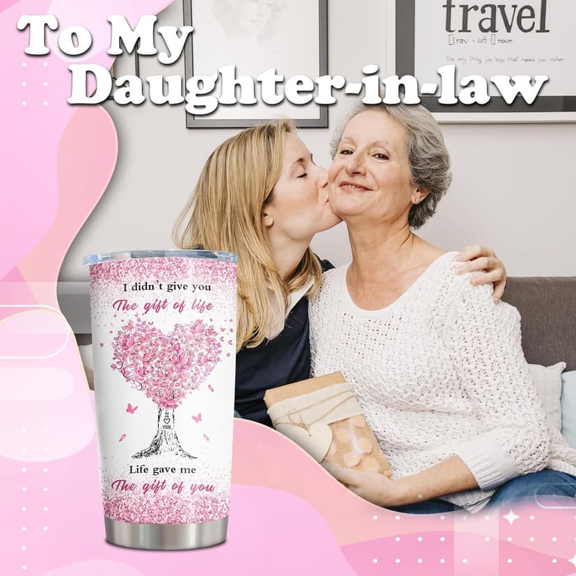 ZANIION Daughter In Law Gift Tumbler 20oz 1PC, Thoughtful Gifts Ideas For Daughter-In-Law From Mother-In-Law Mug, Best Christmas Mothers Day Weeding Decoration Present For Future Son'S Wife Coffee Cup