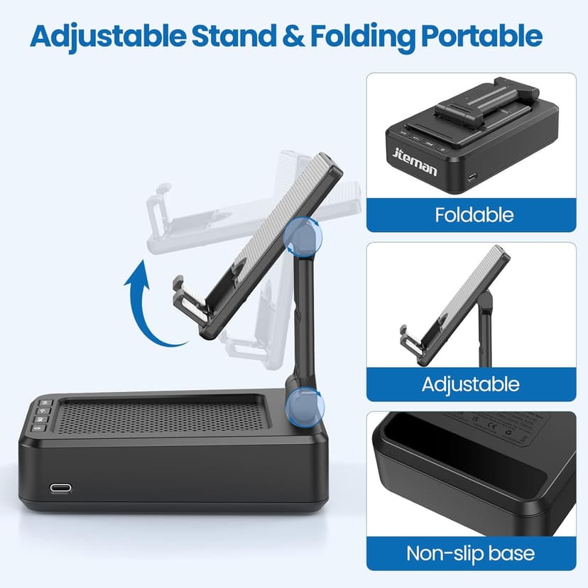 Cell Phone Stand with Wireless Bluetooth Speaker and Anti-Slip Base HD Surround Sound Perfect for Home and Outdoors with Bluetooth Speaker for Desk Compatible with iPhone/ipad/Samsung Galaxy