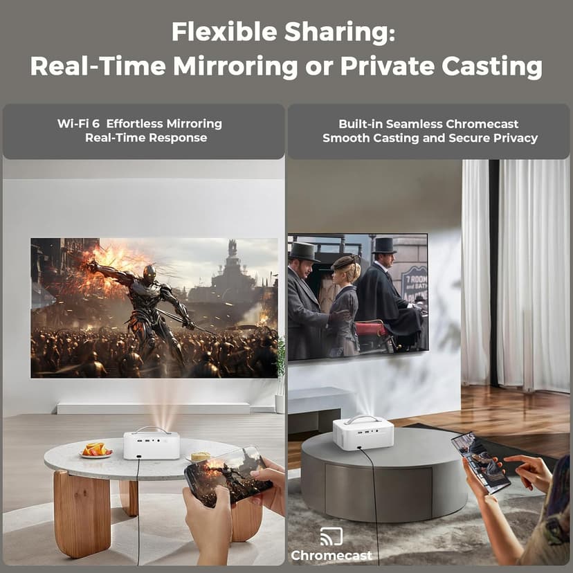 [AI Movin 2.0 System/1200 ANSI/Auto Focus] Projector-4K with WiFi 6 and Bluetooth, 30W DoIby Audio APPS Built-in Outdoor-Projector, Lisowod 1080P Smart Portable Proyector with HDR10+ 2025 Upgraded