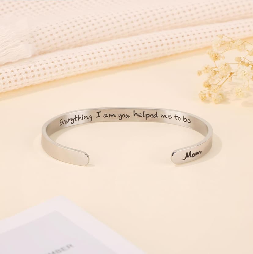 JoycuFF Bracelets for Women Personalized Inspirational Jewelry Mantra Cuff Bangle Friend Encouragement Gift for Her