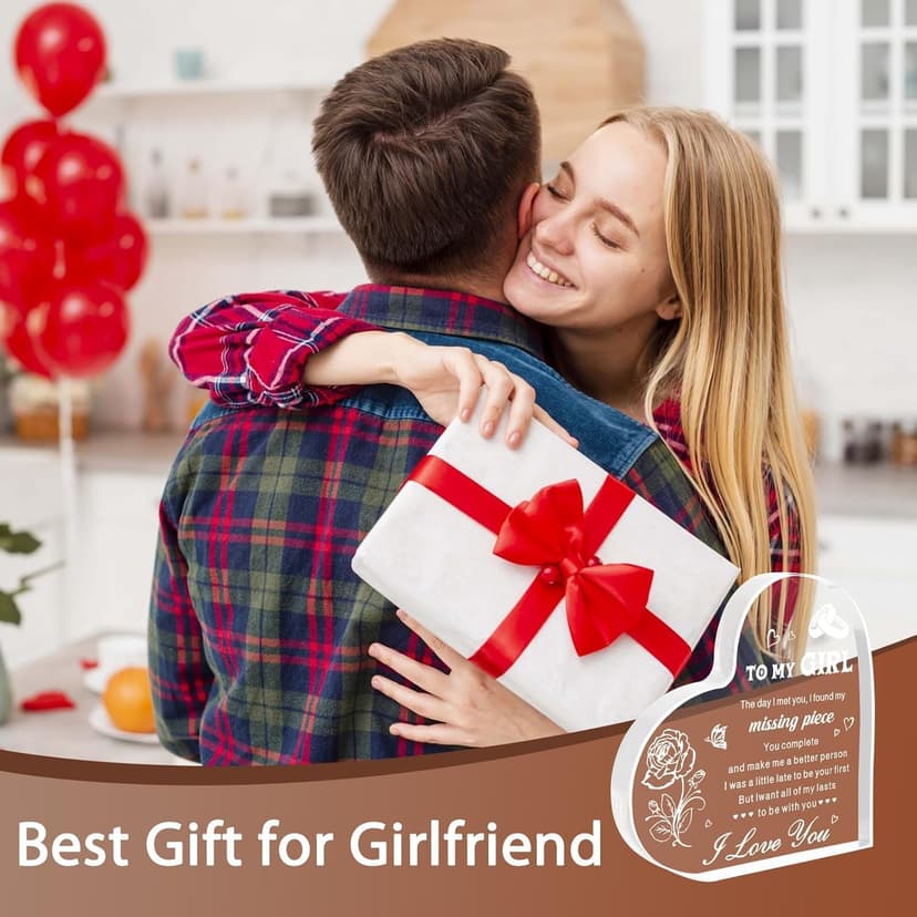 Gifts for Girlfriend, Birthday Anniversary Cute Presents for Women GF, I love you Romantic Gift Paperweights 3.9" x 3.9" Acrylic Heart Plaque, Christmas Gift for Her