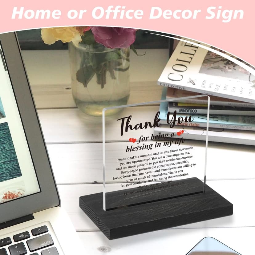 Thank You Gifts for Women Men, Appreciation Gifts for Friends, Birthday Retirement Gifts for Mom Family, Thank You for Being A Blessing in My Life Home Office Desk Décor Sign, DSF135