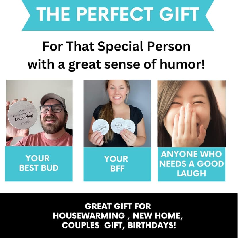 Funny Coasters - Perfect White Elephant Gifts - Unique Gifts for Women Men - Cool Friend Gifts - Secret Santa Gifts - Gag Gifts - Couples Gifts - Funny Housewarming Gifts - Birthday