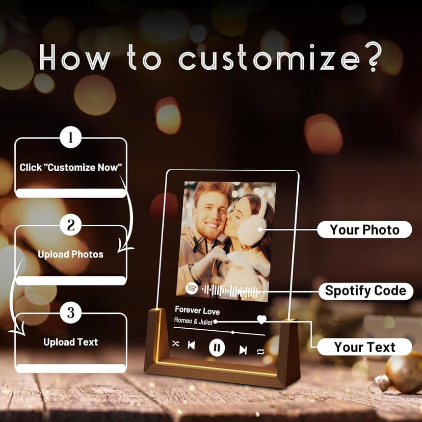 Spotify Decorative Plaque Personalized Gifts, Custom Gifts for Him Her, Customized Picture Frame for Boyfriend Girlfriend Couple Wife Women on Anniversary Birthday