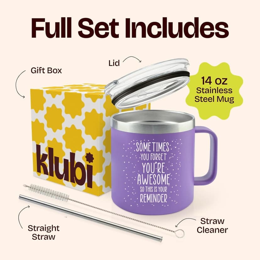 Birthday Gifts for Women Friendship - Sometimes You Forget Your Awesome Gifts Purple Coffee Mug for Her 14oz Inspirational Unique Graduation Gift Ideas 2025 Thank You Gift for Teachers Appreciation