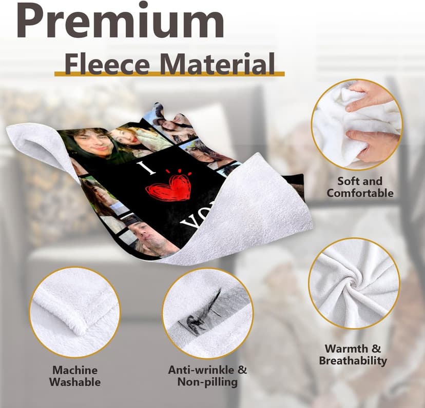 Custom Blanket with Picture Text Customized Fleece Photo Blanket for Couples Gifts Personalized Blankets and Throws Christmas Birthday Gifts for Boyfriend Girlfriend
