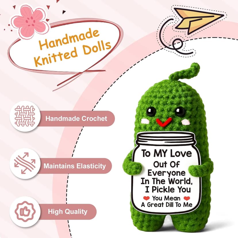 I Love You Gifts for Her, Him, Wife, Husband, Couple, Romantic Gifts for Boyfriend Girlfriend, Anniversary Perfect Gifts for Women Men, Handmade Crochet Pickle