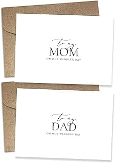 Set of 2 Wedding Day Card for Parents, To My Dad and Mom On Our Wedding Day, Parents Of The Bride/Groom Gifts. （Dad/Mom A）