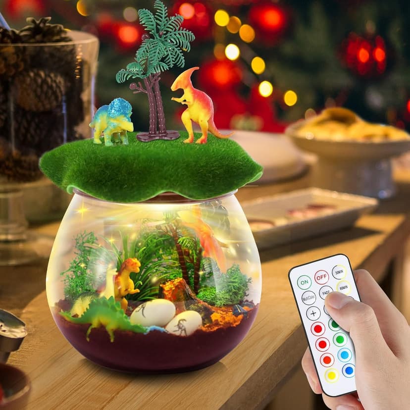 RONSTONE Dinosaur Toys for Boys - Dinosaur Terrarium Kit for Kids - Christmas Birthday Gifts for Boys Ages 4 5 6 7 8 Year Old - Light Up DIY Dinosaur Arts and Crafts for Boy and Kids