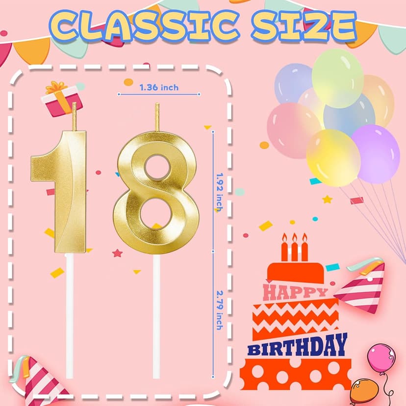 18th Birthday Candles,18th Birthday Decorations for Girls Boys,Happy Birthday Cake Topper for Men,18 Year Old Boy Birthday Gifts