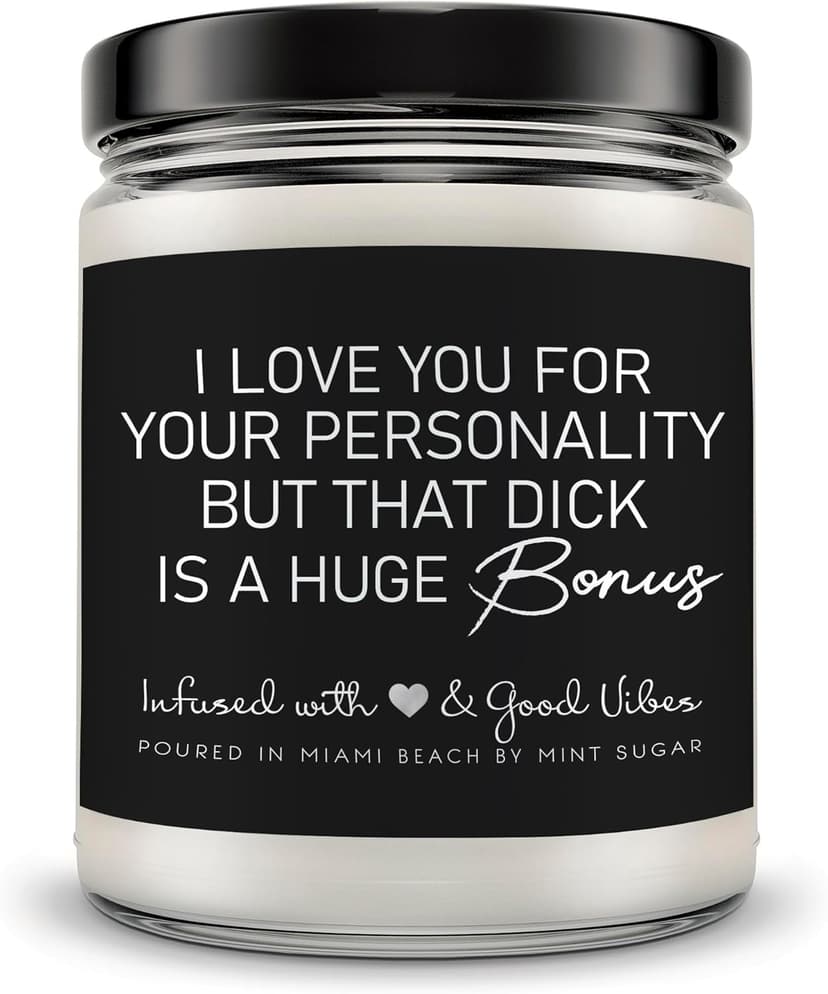 Candle Gifts for Men Funny, Boyfriend Candle, Made in USA, 9 oz, Funny Valentines Gifts for Boyfriend, Naughty Candles by Mint Sugar Candle Company