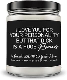 Candle Gifts for Men Funny, Boyfriend Candle, Made in USA, 9 oz, Funny Valentines Gifts for Boyfriend, Naughty Candles by Mint Sugar Candle Company