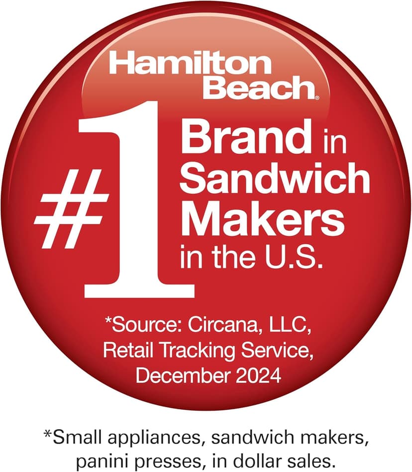 Hamilton Beach Dual Breakfast Sandwich Maker with Timer, Ready in 5 Minutes, Removable Dishwasher Safe PFAS-Free Non-Stick Egg Cooker Ring, Silver (25490MNA)