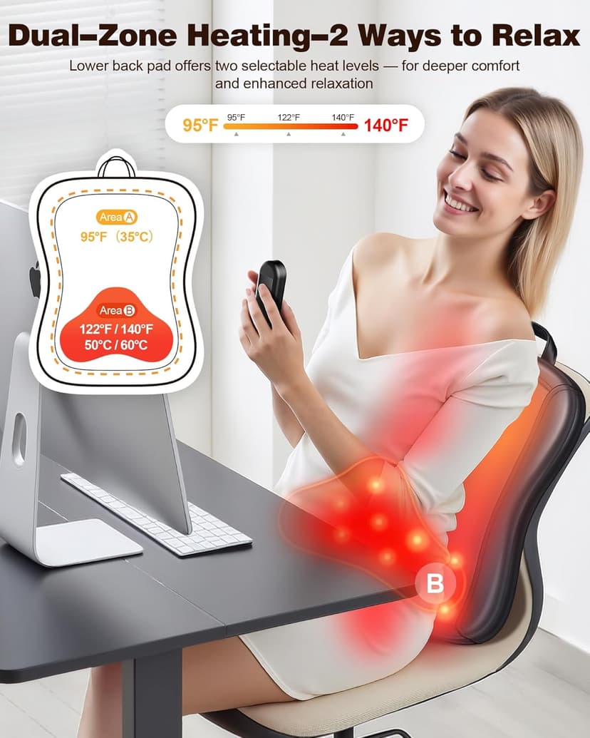 Shiatsu Back Massager with Heat : Up and Down Rolling Massage - Electric Back Massager for Pain Relief Deep Tissue - Heated Lower Back Massager for Office, Home Use
