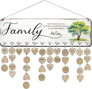 Birthday Gifts for Mom Grandma, Wooden Family Birthday Plaque Reminder Calendar Board Wall Hanging, Grandmother in Law Granny Present for Mothers Day Birthday Christmas Gift, FAMILY Sayings Pattern