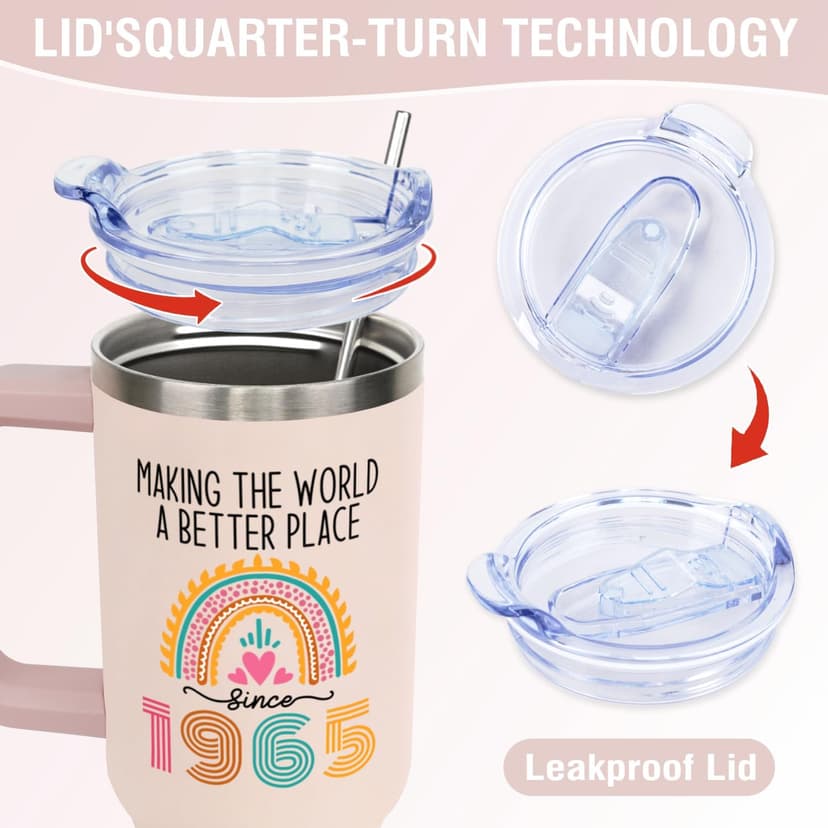 60th Birthday Gifts for Women Her, Cool 1965 60 th Birthday Gifts for Woman Turning 60 Year Old, 60th Birthday Decorations for Women Mom, 60th Birthday Gifts Ideas, 60 and Fabulous 40oz Tumbler Cup