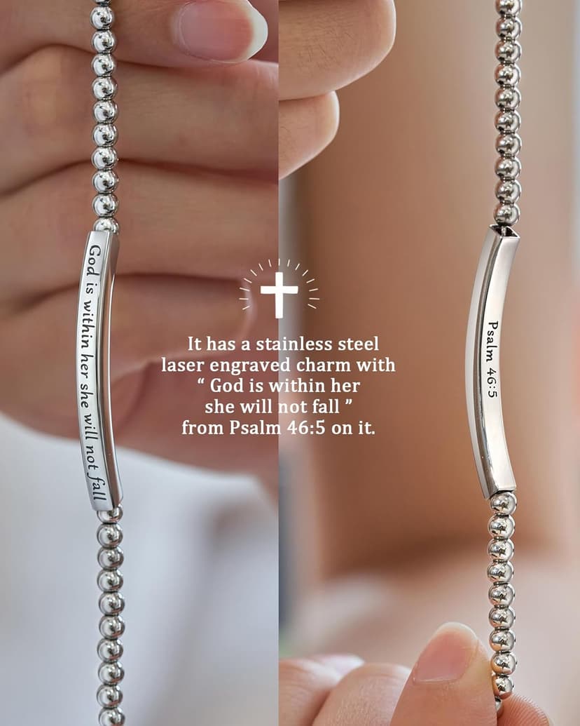 JOGDIAM Religious Gift for Her God is Within Her She Will Not Fall Bible Verse Bracelet Gift for Her