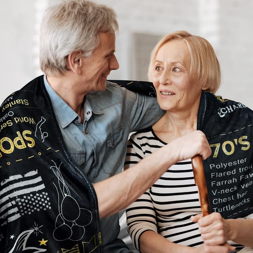 50th Anniversary Wedding Blanket Gifts Gift for 50th Wedding Anniversary Golden 50 Years of Marriage Gifts for Couple Wife Husband Dad Mom Parents Back in 1975 Blanket 60Lx50W