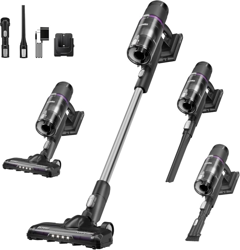 Eureka Cordless Vacuum Cleaner Lightweight, Stick Vacuum Rechargeable for Hardwood, Pet Hair, Black, ReactiClean 410