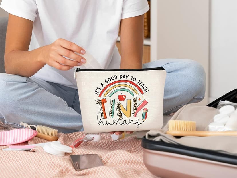 Teacher Appreciation Gifts, Para Gifts Appreciation,Teacher Makeup Bag Must Haves,It's A Good Day to Teach Tiny Human.