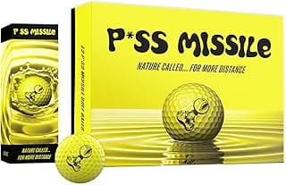 P*ss Missile Distance Golf Balls - 4-Piece Design, Surlyn Cover, High Compression Core - Lower Spin, Better Trajectory for Longer, Straighter Shots