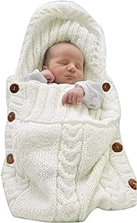 XMWEALTHY Newborn Baby Wrap Swaddle Blanket Knit Sleeping Bag Sleep Sack Stroller Wrap for Baby(Beige) (0-6 Month)