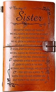 PRSTENLY Sisters Gifts from Sister Leather Journal, To My Sister Gifts 140 Page Refillable Notebooks, Graduation Mothers Day Valentines Day Christmas Gifts for Sister from Sister Brother