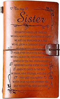 PRSTENLY Sisters Gifts from Sister Leather Journal, To My Sister Gifts 140 Page Refillable Notebooks, Graduation Mothers Day Valentines Day Christmas Gifts for Sister from Sister Brother